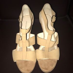 Nude Suede Wedge Heels